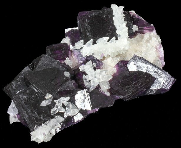 Dark Purple Cubic Fluorite on Quartz - China #39002